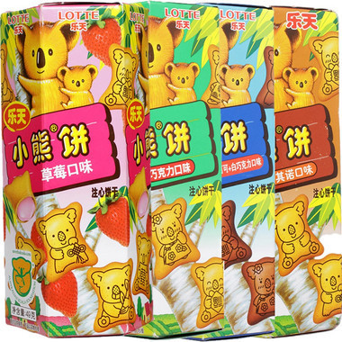乐天草莓夹心小熊饼干