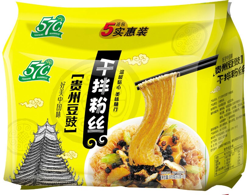 57°C贵州豆豉干拌粉丝（五连包）