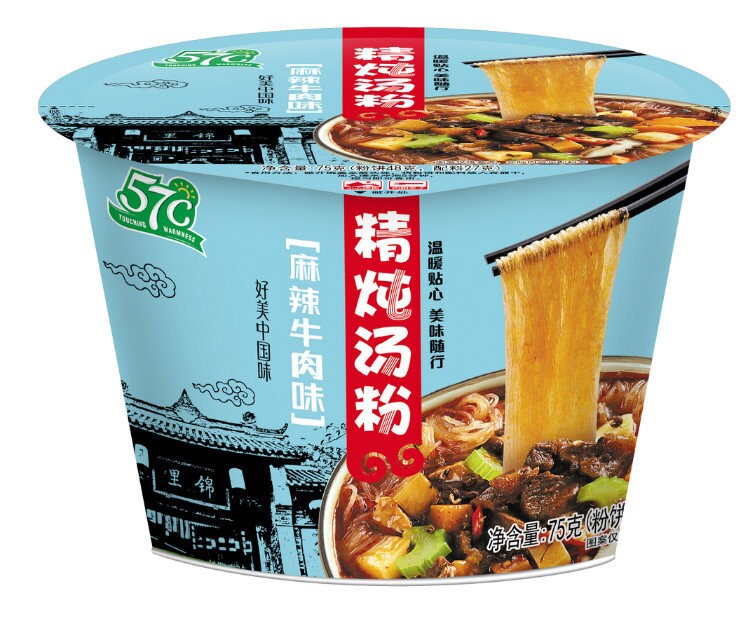 57°C麻辣牛肉味精炖汤粉（桶装）