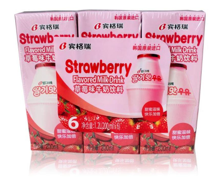 宾格瑞牌草莓味牛奶饮料（6盒装）