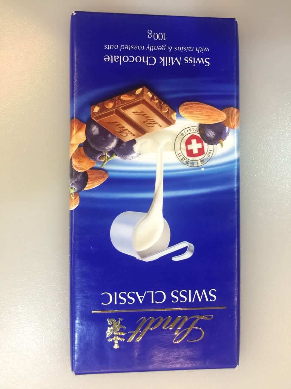 瑞士莲瑞士经典排装 - 提子果仁牛奶巧克力