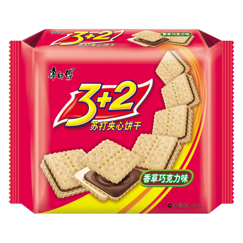 康师傅3+2苏打夹心饼干(香草巧克力味)