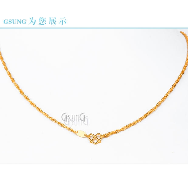 吉上吉优惠足金女项链送礼自带黄金对角绳索小克重轻金精品项链