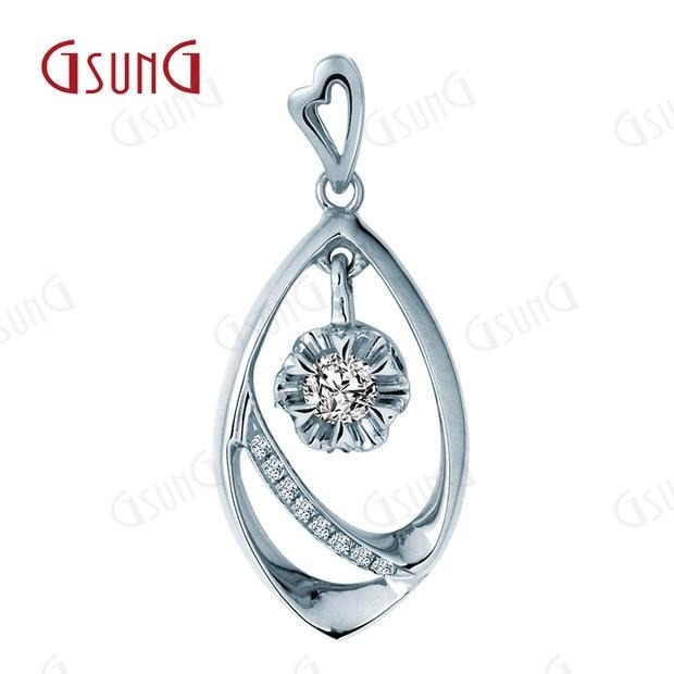 吉上吉结婚新娘吊坠真钻18K玫瑰金白金AU750群镶时尚钻石挂坠
