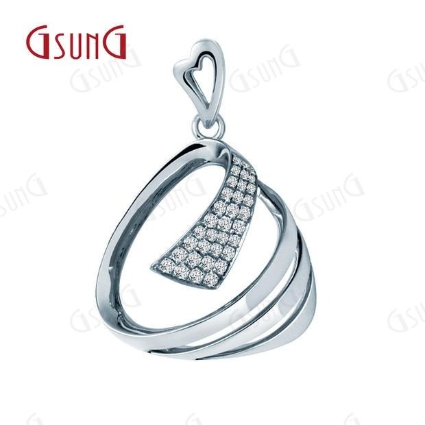 GsunG吉上吉豪华群镶18K金钻石女款吊坠结婚真钻玫瑰白金镶嵌礼物