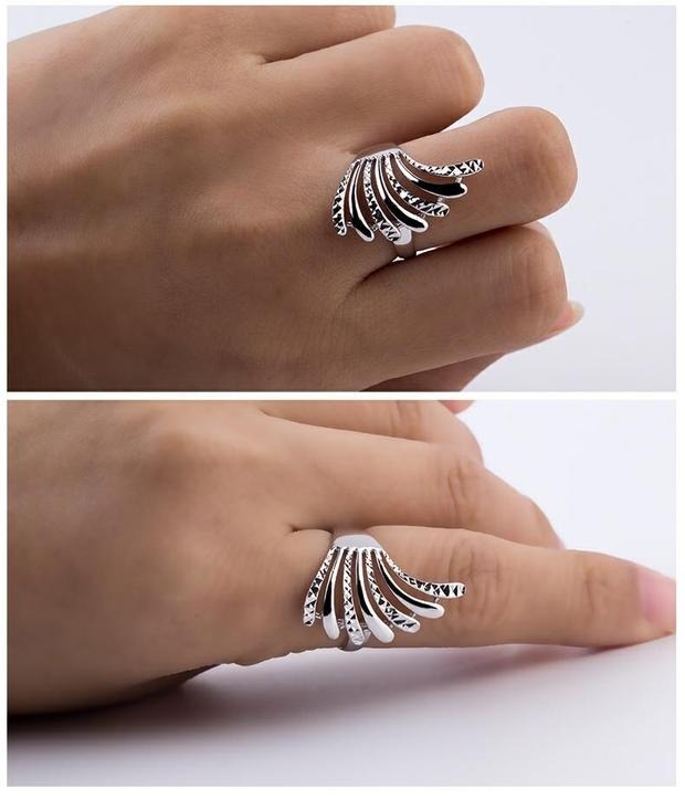 送老婆大气PT950铂金戒指女款活扣可调白金999孔雀指环结婚戒定制