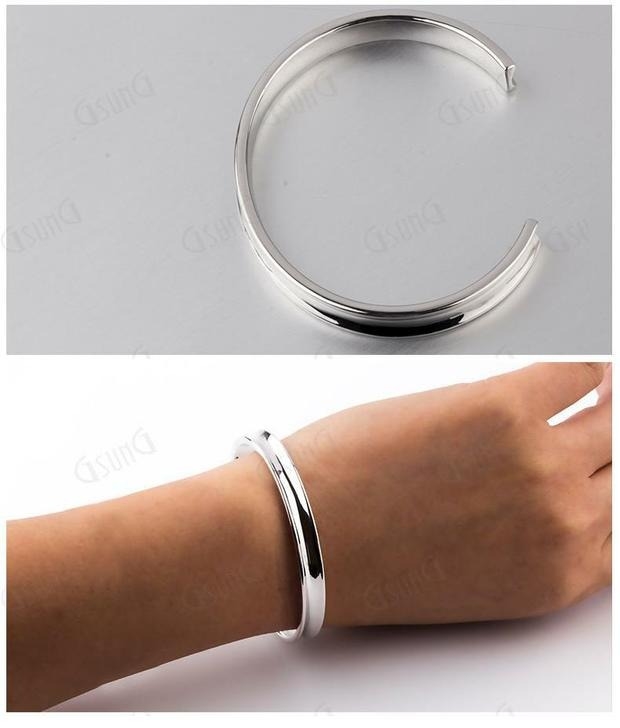 GsunG吉上吉PT950铂金白金手镯镜面光圈珠宝产品宽版白金手环