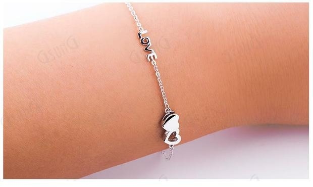 GsunG推荐时尚铂金手链LOVE爱心女式款纯金PT950手饰送女友闺蜜