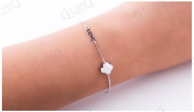 GsunG吉上吉白金轻金女士铂金手链带“LOVE”字母精品链新年礼物