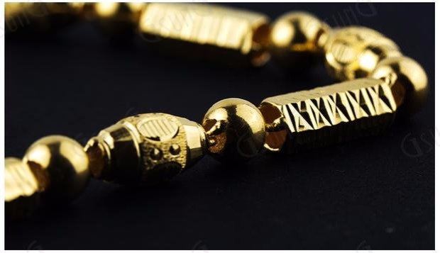 吉上吉gsung足金999真金黄金男士项链经典直筒橄榄珠霸气定制