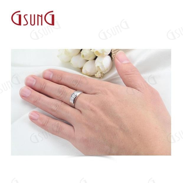 GSUNG吉上吉珠宝18K白金商务钻石戒指男款结婚18分单钻钻戒指环