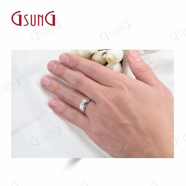 GSUNG吉上吉珠宝18K白金9分圆钻石男士戒指AU750钻戒热卖轻金定制