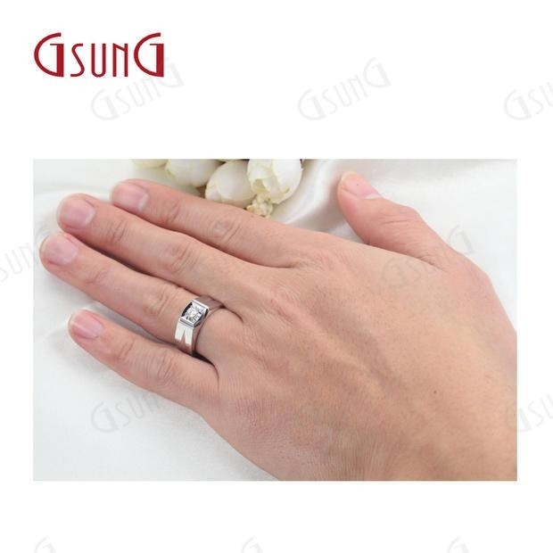GSUNG吉上吉珠宝18分单钻18K白金钻石戒指男士款优雅婚戒定制