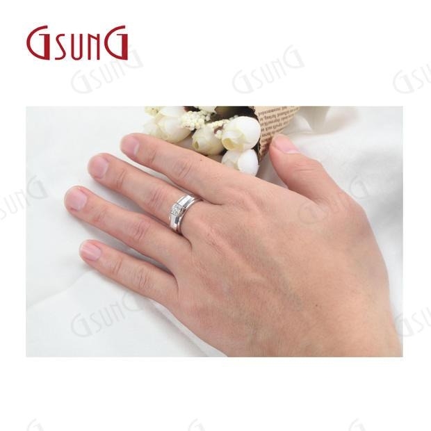 GSUNG吉上吉珠宝18K白金钻石戒指男士商务单钻指环精品工艺定制