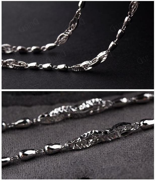 GSUNG吉上吉珠宝铂金PT950新款素金项链蛋珠扣环拼接项链热销