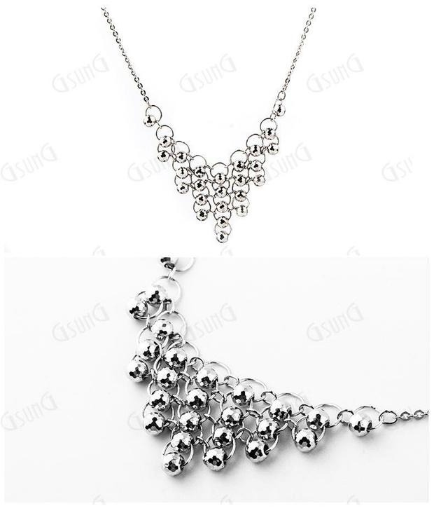 GSUNG吉上吉珠宝铂金PT950豪华女士项链婚庆必备白金垂珠套链精品