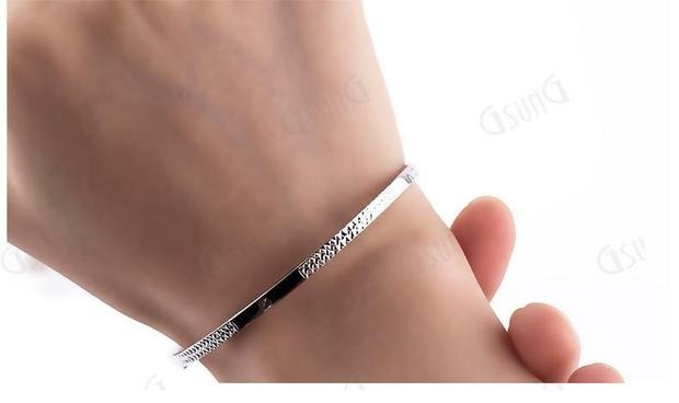 GSUNG吉上吉精品白金手镯女款百搭双拼手饰纯铂金定制礼物送女友