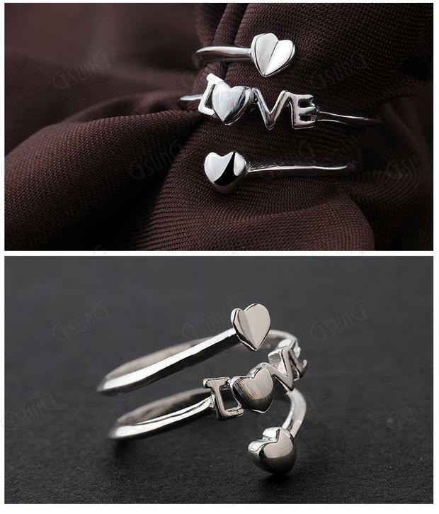 GSUNG铂金pt950时尚女戒指个性食指戒白金指环蛇戒LOVE心形求订婚