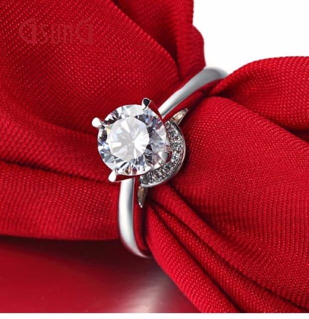 GSUNG白金18K女士指环钻石镶嵌婚戒PT950铂金钻石戒指女款群镶