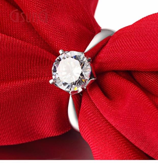 GSUNG白金18K钻石指环女戒指求婚结婚钻戒珠宝婚戒铂金裸钻定制