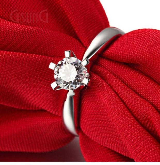 GSUNG白金18K钻石戒指系列女士结婚镶钻婚戒指环PT950铂金戒子