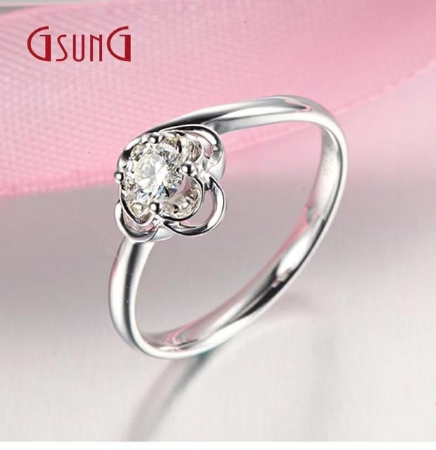 GSUNG白金18K钻石戒指克拉钻石女戒铂金戒子指环珠宝婚戒求婚钻戒