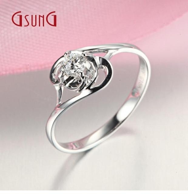 GSUNG白金18K钻石戒指女戒钻戒女士结婚戒子铂金订婚戒指裸钻定制