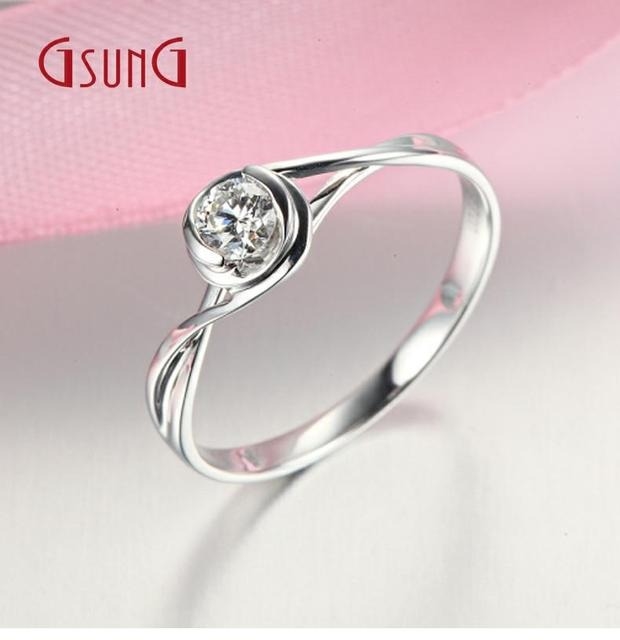 GSUNG钻戒女戒白金18K钻石戒指结婚订婚求婚指环订制铂金镶钻戒指