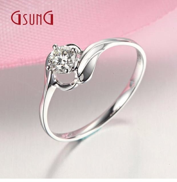 GSUNG白18K金女戒钻石戒指结婚钻石指环PT950铂金订婚钻戒订制