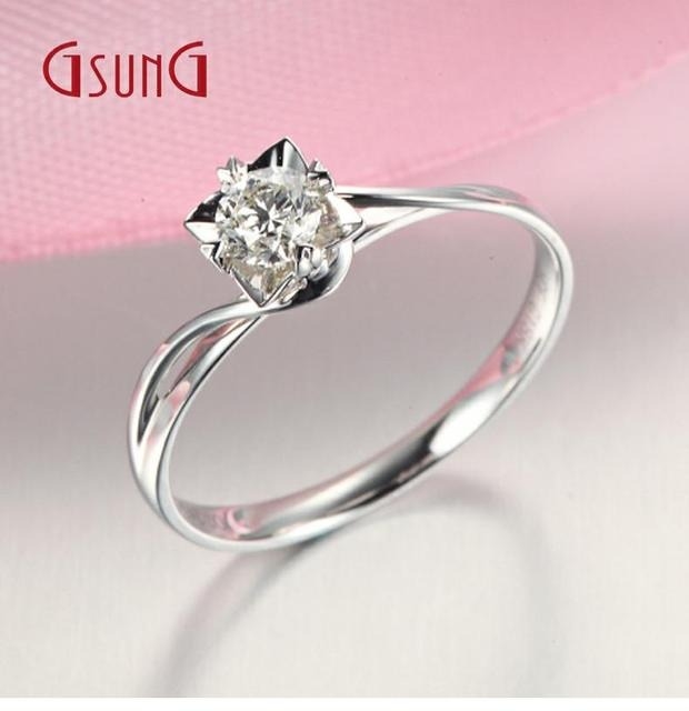 GSUNG白金18K钻石戒指女戒订婚戒子铂金PT950钻戒婚戒裸钻订制