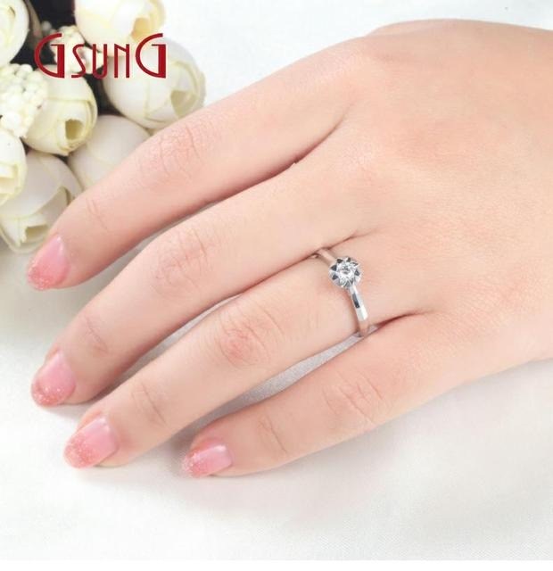 GSUNG白金18K钻石戒指/指环女戒钻戒铂金PT950结婚钻戒系列定制