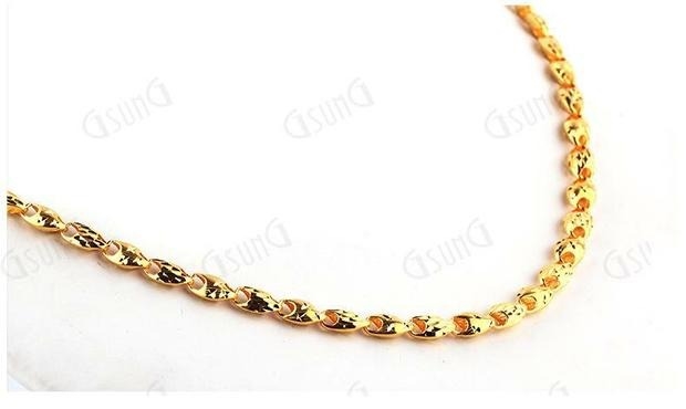 18K金麦穗项链AU750男女情侣项链G750车花橄榄珠18K黄金项链订制