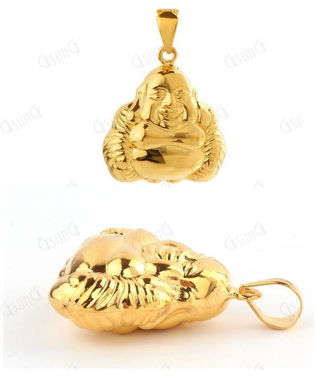 吉上吉珠宝18K黄项链坠K金AU750吊坠笑脸弥勒佛男女项链项坠定制