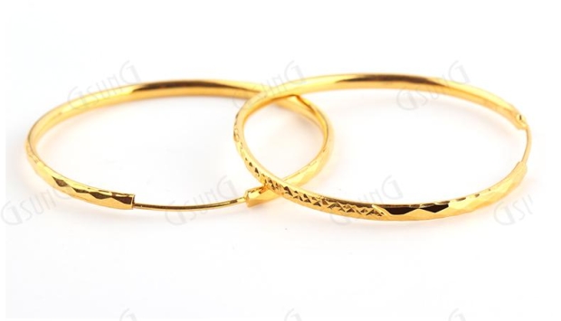 GSUNG吉上吉18K金黄金拉管耳圈K金AU750女士耳环耳饰经典首饰耳圈