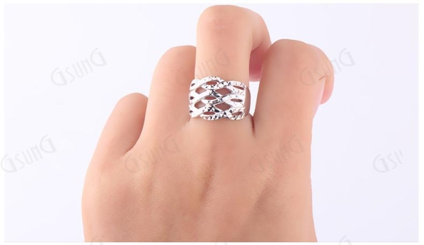 GSUNG吉上吉Pt950铂金女戒精品白金镂空指环戒新品送礼调节扣戒子