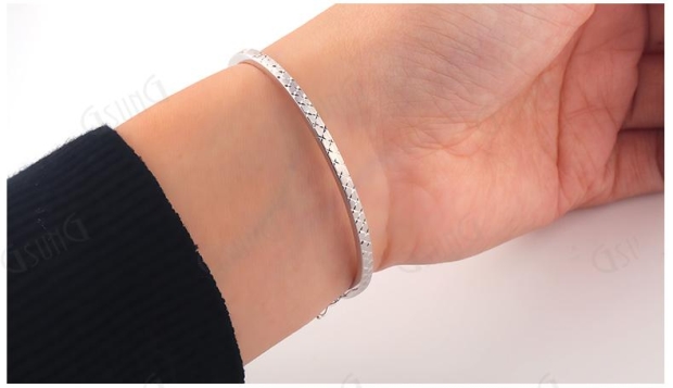 吉上吉白金手环新颖时尚风格Pt950素金手镯韩版手饰开口送女友