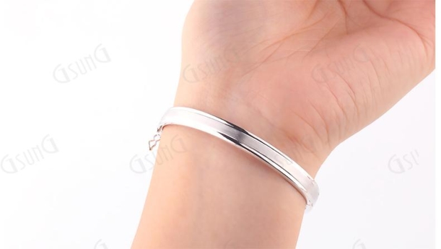 吉上吉Pt950铂金拉丝手镯男款女款送礼情侣白金素金镯子哑光手环