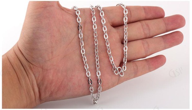 吉上吉珠宝首饰铂金男女项链光面十字扣O链百搭配链白金Pt950颈链