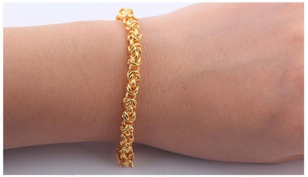 吉上吉珠宝黄金泰国龙头手链霸气粗链时尚AU999足金商务配链手环