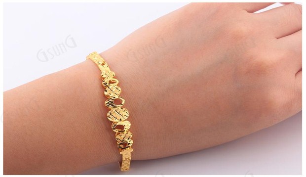 吉上吉珠宝足金手饰AU999女士手环时尚大方黄金手链包邮结婚礼物