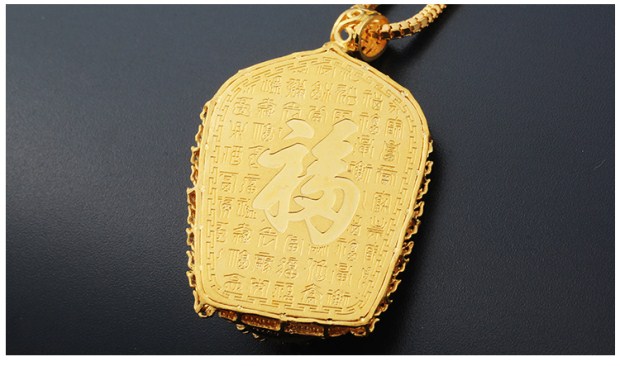 GSUNG黄金足金项链吊坠精品款工艺浮雕观音菩萨AU999纯金挂件