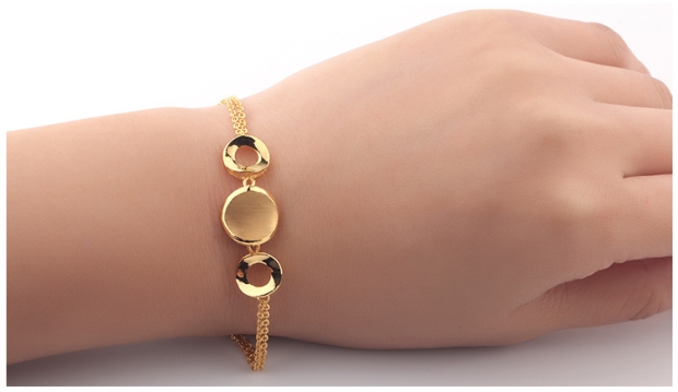 GSUNG吉上吉黄金AU999手链女款秀气百搭足金手环精美手镯订制