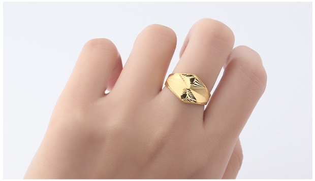 GSUNG简约时尚女式戒指24K黄金女戒AU999足金活口指环可调节圈口