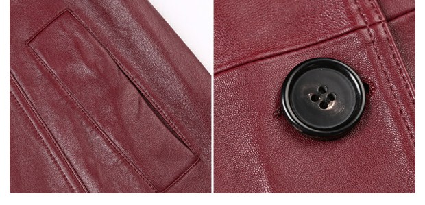 YINER音儿 春季新款 酒红色中长款直筒绵羊皮衣外套86319090