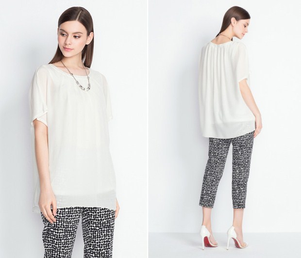 YINER音儿 夏装新款 枚红色100%桑蚕丝直筒女上衣薄86270650