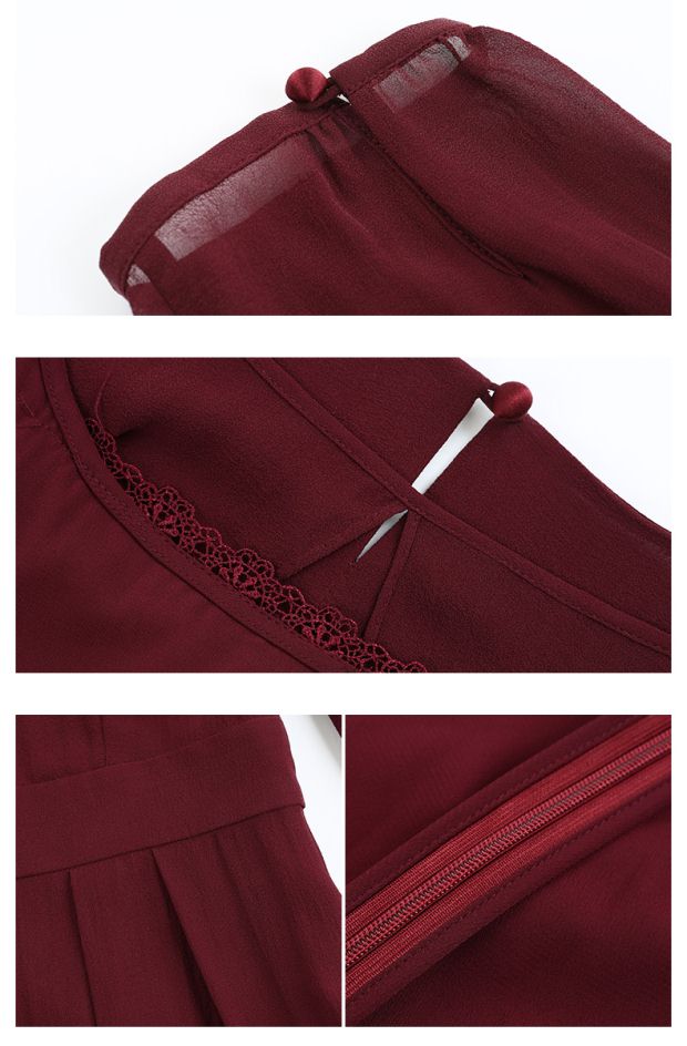 YINER音儿 春季新款 气质蕾丝拼接中长款雪纺连衣裙85815073