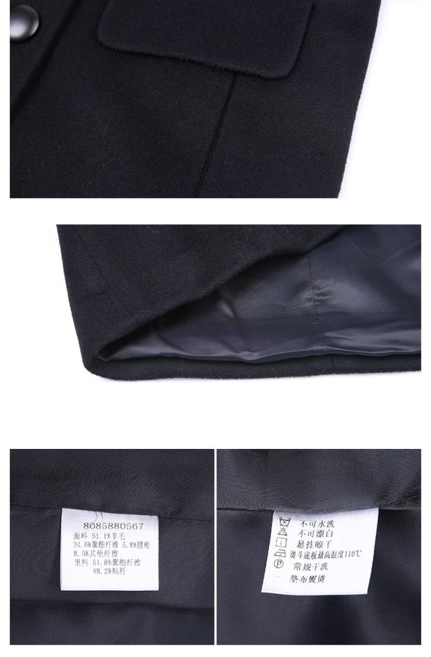 YINER音儿 冬装新款 藏蓝经典双排扣羊毛呢大衣外套85880567