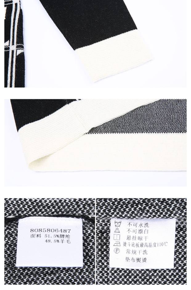 YINER音儿 冬装新款 时尚格子印花修身羊毛针织衫女85806487