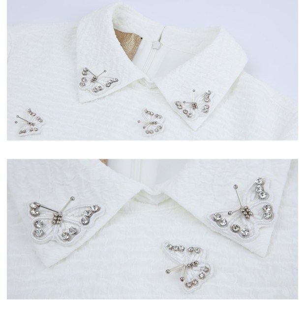 YINER音儿 春装新款 时尚钉珠气质翻领修身女上衣86970603