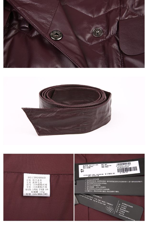 YINER音儿 冬季新款 高端真皮狐狸毛领中长款皮羽绒13809860